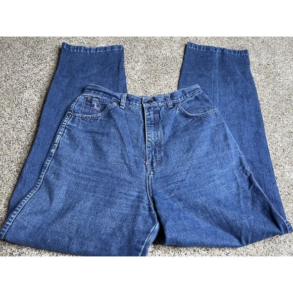 Vintage 70s Denim High Waist Jeans Purple Stitching BFD Juniors Size 13 Cowgirl - Picture 2 of 8